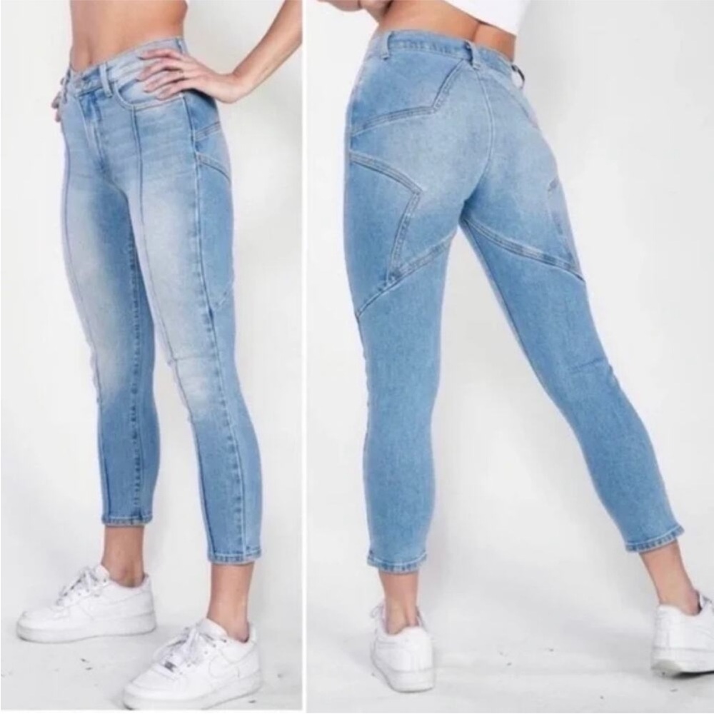 EUC Revice Venus Star High Rise Denim Jeans Front Pleated Skinny